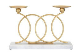 Suport pentru lumanari Infinity, Mauro Ferretti, 30x9x20 cm, fier/marmura, auriu