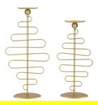 Set 2 suporturi pentru lumanare Alid, Mauro Ferretti, 20x16x43 cm, fier, auriu