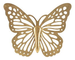 Decoratiune de perete Butterfly, Mauro Ferretti, 43x35 cm, fier, auriu