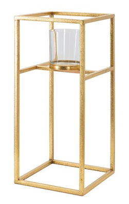 Suport lumanare Elegant, Mauro Ferretti, 15x15x25 cm, fier, auriu