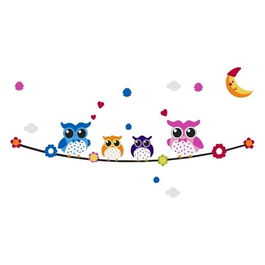 Sticker decorativ Sleepy Owls, Versa, 100x50 cm