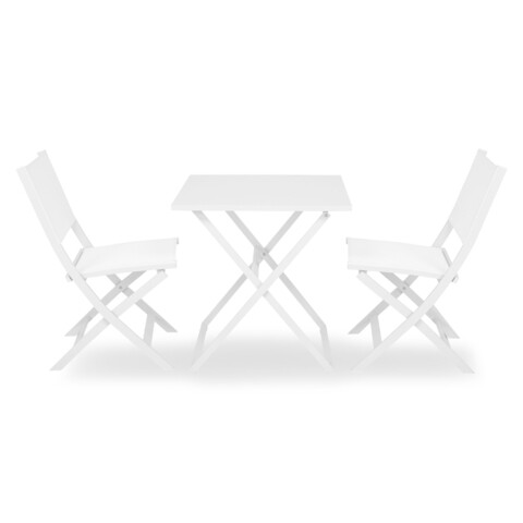 Set 2 scaune si masa pliabile, Breeze, L.70 l.70 H.75 cm, aluminiu, alb