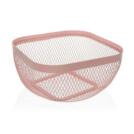 Cos pentru fructe Tapia, Versa, 26.5 x 26.5 x 12.5 cm, otel, roz