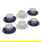 Set 6 cesti cu farfurie pentru ceai Regina, Versa, 9.2 x 8.6 x 6.4 cm, ceramica