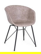 Scaun Warhol, Bizzotto, piele ecologica, 59x54.5x80 cm, bej/negru