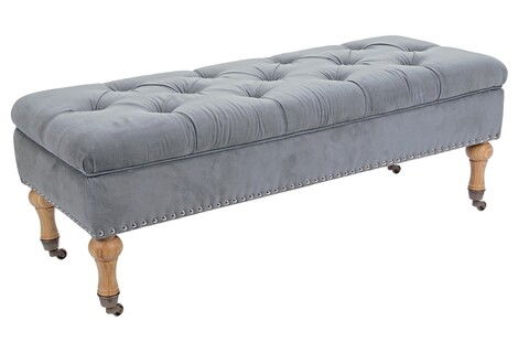 Bancheta Arlette, Bizzotto, cu spatiu de depozitare, 110x44x40 cm, catifea, gri
