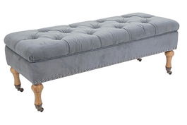 Bancheta Arlette, Bizzotto, cu spatiu de depozitare, 110x44x40 cm, catifea, gri