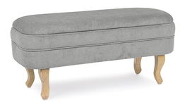 Bancheta Chenille, Bizzotto, cu spatiu de depozitare, 102x41x49 cm, catifea, gri deschis