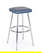 Scaun de bar Agnes, Bizzotto, piele ecologica, 38x38x75 cm, albastru