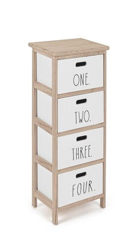 Comoda Numbers, Bizzotto, 26 x 32 x 80 cm, lemn de paulownia