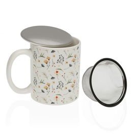 Cana cu infuzor si capac Lili, Versa, 9.5 x 8.2 x 8 cm, ceramica