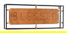 Decoratiune de perete, Blessed, 45.5 x 3.8 x 16 cm, otel/piele ecologica, maro