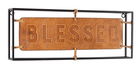 Decoratiune de perete, Blessed, 45.5 x 3.8 x 16 cm, otel/piele ecologica, maro