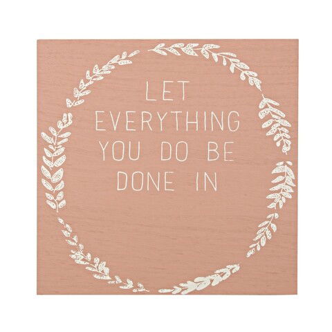Decoratiune, Bizzotto, Let everything you do, 30 x 30 cm, lemn, maro/alb