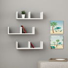 Set 3 rafturi pentru perete U-Model, Decortie, 50x20x14 cm, alb