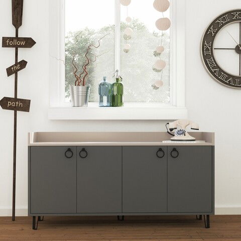 Consola, Decortie, Dea, 140 x 80 x 36 cm, pal melaminat, antracit/mocha