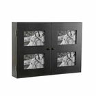 Dulapior pentru chei cu masca pentru contor si 4 rame foto, Versa, 46 x 8.5 x 33 cm, lemn, negru