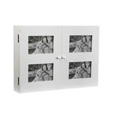 Dulapior pentru chei cu masca pentru contor si 4 rame foto, Versa, 46 x 8.5 x 33 cm, lemn, alb