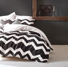 Lenjerie de pat dubla King (EU) BigZigzag, EnLora Home, 3 piese, 260x220 cm, amestec bumbac, alb/negru