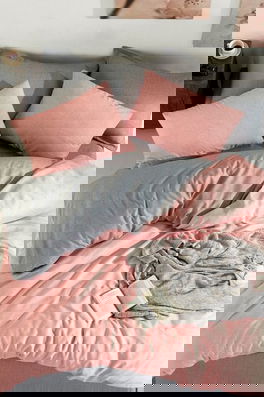 Lenjerie de pat dubla King Quilt(FR) Maxi Color, Eponj Home, 3 piese, 240x220 cm, amestec bumbac, roz