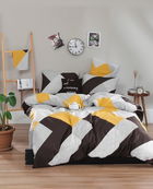 Lenjerie de pat dubla King Quilt (EU) Ufki, Mijolnir, 3 piese, 240x220 cm, bumbac ranforce, multicolor
