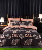 Lenjerie de pat dubla King Quilt(FR) Tropical - Brown, Mijolnir, 3 piese, 240x220 cm, bumbac ranforce, multicolor