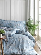 Lenjerie de pat dubla King Quilt(FR) Chicory, Türkiz, 3 piese, 240x220 cm, bumbac ranforce, albastru