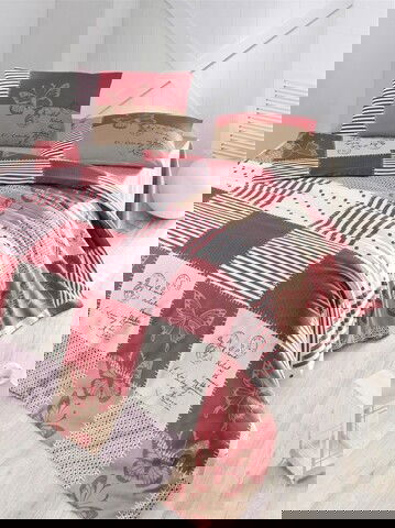 Lenjerie de pat dubla King (EU) Butterfly v2, Victoria, 3 piese, 260x220 cm, amestec bumbac, multicolor
