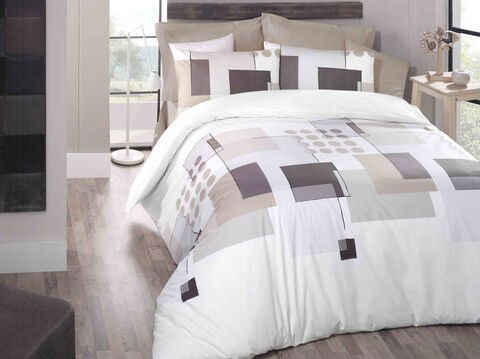 Lenjerie de pat dubla King Quilt(FR) Shiste, Victoria, 3 piese, 240x220 cm, bumbac ranforce, multicolor
