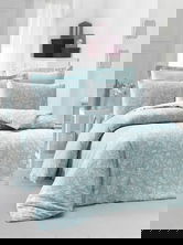 Lenjerie de pat dubla King(EU) Verano, Victoria, 3 piese, 240x220 cm, bumbac satinat, verde menta