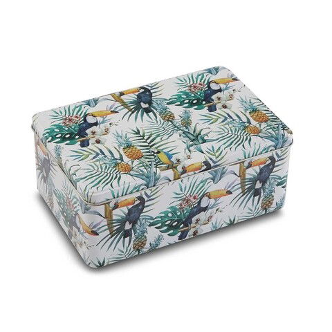 Cutie cu capac Tropical, Versa, 22 x 16.2 x 9.1 cm, metal