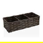 Cos de depozitare cu 3 compartimente Lara, Versa, 35.6 x 15.2 x 10.2 cm, polietilena, maro inchis