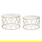 Set 2 masute de cafea, Elenor Round, Bizzotto, Ø66x38.5 cm, otel/sticla