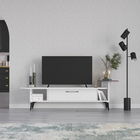 Comoda TV, Decortie, Ada, 188 x 42.6 x 40 cm, pal melaminat, alb/mocha