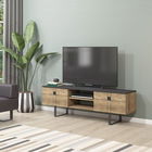 Comoda TV, Minima, Paulo, 160 x 50.2 x 35 cm, pal melaminat, nuc/negru
