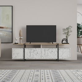 Comoda TV, Decortie, Hanley Carrara, 160 x 48 x 35.6 cm, pal melaminat, multicolor