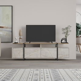 Comoda TV, Decortie, Hanley Lagina, 160 x 48 x 35.6 cm, pal melaminat, multicolor