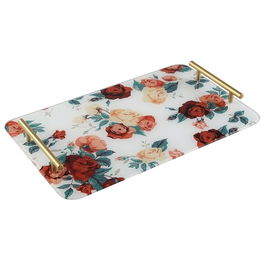 Tava pentru servire Roses, Versa, 40 x 25 x 4 cm, sticla