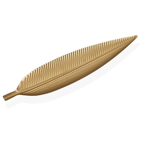 Platou decorativ / decoratiune pentru centrul mesei Gold Leaf, Versa, 55.5 x 12.7 x 2.5 cm, MDF