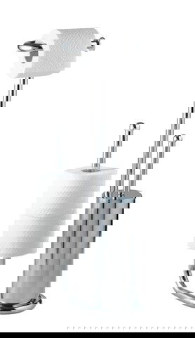 Suport hartie igienica si perie toaleta, Wenko, Universalo Chrome, 20 x 62.5 x 23 cm, inox