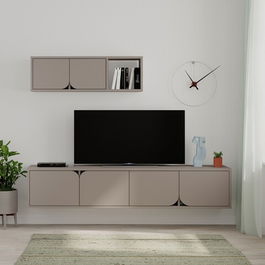 Comoda TV cu raft, Decortie, Spark, pal melaminat, mocha