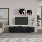 Comoda TV cu 2 rafturi, Decortie, Hanley, pal melaminat, negru/alb