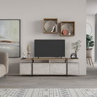 Comoda TV cu 2 rafturi, Decortie, Hanley, pal melaminat, alb/bej