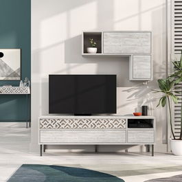 Comoda TV cu raft, Decortie, Heaton, pal melaminat, alb