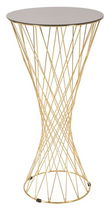 Masuta inalta, Mauro Ferretti, End Tall, Ø 50 x 100 cm, fier/sticla, auriu/bronz