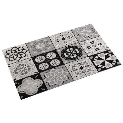 Covor de bucatarie Mosaic Black, Versa, 50 x 80 cm, poliester