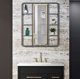 Oglinda de perete cu rafturi Industry, Mauro Ferretti, 62.5x12x74.5 cm, fier