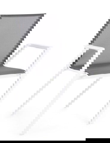 Scaun de gradina Krion, Bizzotto, 56 x 61.5 x 88 cm, aluminiu/textilena 1x1, alb