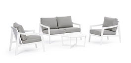 Set mobilier pentru gradina/terasa 4 piese Sirenus, Bizzotto, aluminiu/textilena/ofelina, alb