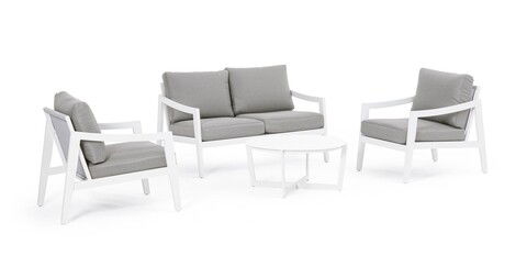 Set mobilier pentru gradina/terasa 4 piese Sirenus, Bizzotto, aluminiu/textilena/ofelina, alb